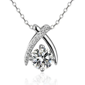 OAHLAN Fashion Jewelry 1ct Round Cut VVS1 Moissanite Letter Pendant 925 Sterling Silver Necklaces for Women Ladies