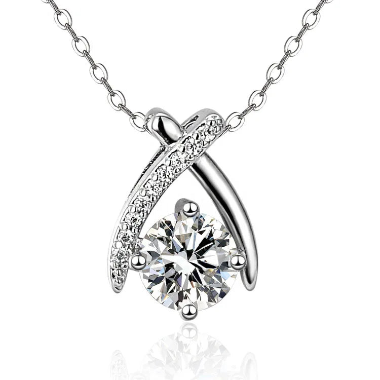 OAHLAN Fashion Jewelry 1ct Round Cut VVS1 Moissanite Letter Pendant 925 Sterling Silver Necklaces for Women Ladies