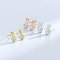 Dainty 925 Sterling Silver Micro Inlaid Zircon Fruit Earrings Cute Diamond Pineapple Stud Earrings for Girls