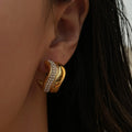 Dazan Summer 18k Gold Plated Unique Hypoallergenic Stainless Steel Rococo Vintage Wavy Snake Natural Pearl Earrings for Women