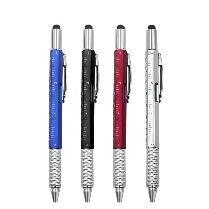 6-in-1 Multi-Function Plastic Quick-Dry Gradienter Touch Stylus Ballpoint Pen Graduation Ruler Screwdriver for Promotions