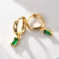 CAOSHI Factory Minimalist Style Rectangle Design Green Crystal Gold Plated Earring for Exquisite Party Jewelry CZ Earrings Women