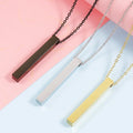 Personalized Rectangle Pendant 18K Gold Plated Stainless Steel Custom Logo Jewelry Vertical Blank 3D Bar Necklace for Women Men