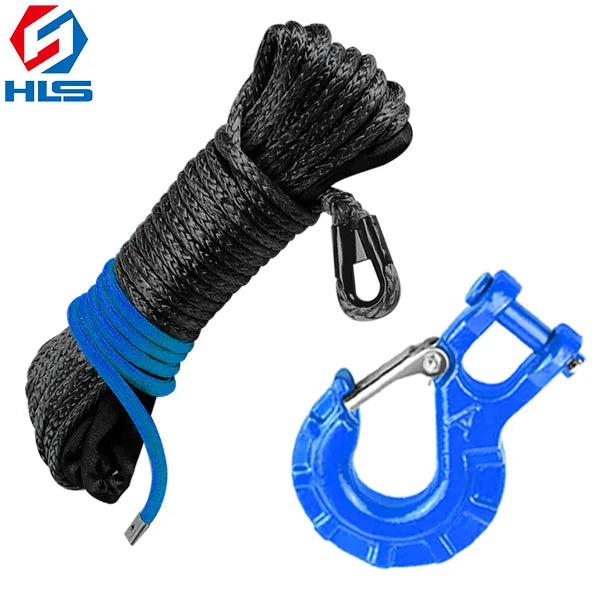 Heavy Duty Forged Winch Hook Synthetic Winch Rope Cable Kit 6mm*15m Winch Rope