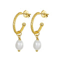 For GPE16 Wholesale Cultured Freshwater Mabe Pearls Baroque Drop Earrings 925 Silver 14K Gold Plated Women