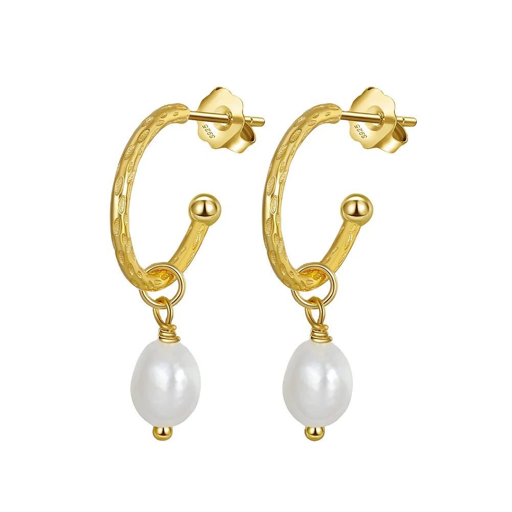 For GPE16 Wholesale Cultured Freshwater Mabe Pearls Baroque Drop Earrings 925 Silver 14K Gold Plated Women