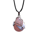 Wholesale Trendy Korean Colors Bohemian Alloy Cute Enamel Butterfly Necklace Opal Crystal Stone Pendant Silver Wedding Rope
