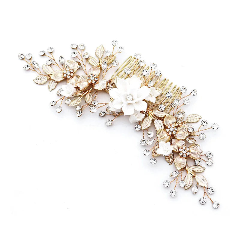 Floral Bride Hair Comb Hair Accessories Wedding Dance Elegant Lady Bridal Jewelry Headdress