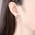 SLBRIDAL Pave Setting Fashion CZ Crystal Bridal Earring Cubic Zircon Earrings Wedding Dangle Pearls Women Girls Earring