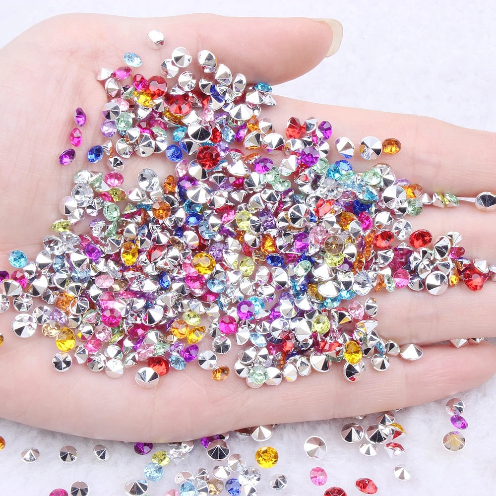 New Style Loose Strass Beads Many 1.5-10mm Acrylic Rhinestones Pointback Stones 5mm DIY Nail Art Garment Decorations Acrylic Gem