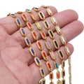 4.5mm Size Width Colorful Diy Charms Gold Plated Europe Hot Sale Women Stainless Steel square Bun Beaded Chain