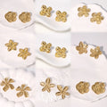 Vintage Style 18k Gold Plated Flower Design Stainless Steel Earrings for Women Jewelry