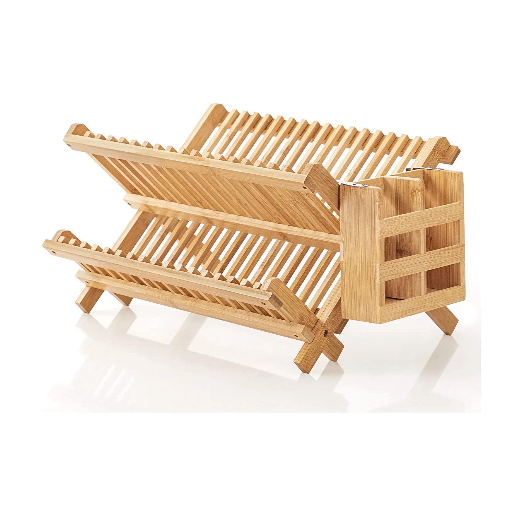 Wooden 3-Tier Dish Drainer Kitchen Plate Rack Kitchen Home Storage Organization Bamboo Collapsible Dish Drying Rack
