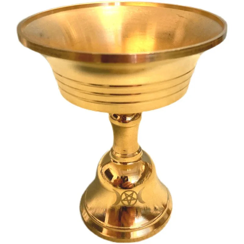 Pure Copper Pentagram Candlestick Altar Ceremony Butter Lamp Holder Candle Holder for Lamp Long Light Goblet
