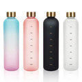 Gradient Color 1000ml Transparent Plastic Water Bottle Tritan PP Water Bottle With Time Scale