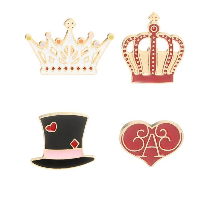 Cartoon Cute Hat Crown Heart Metal Enamel Badge Pin