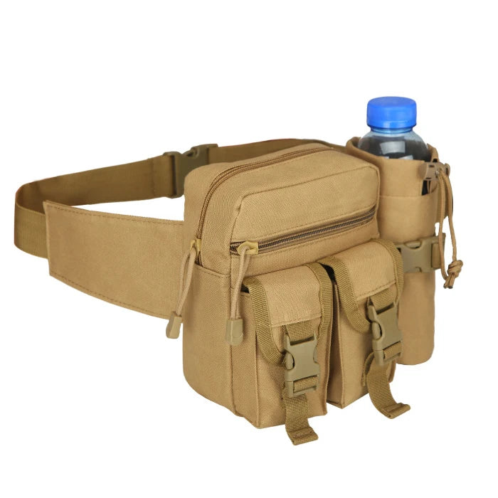 Outdoor Waterproof Waist Shoulder Bag Tactical Waist Pack Bag Pouch Fanny Pack with Water Bottle Holder