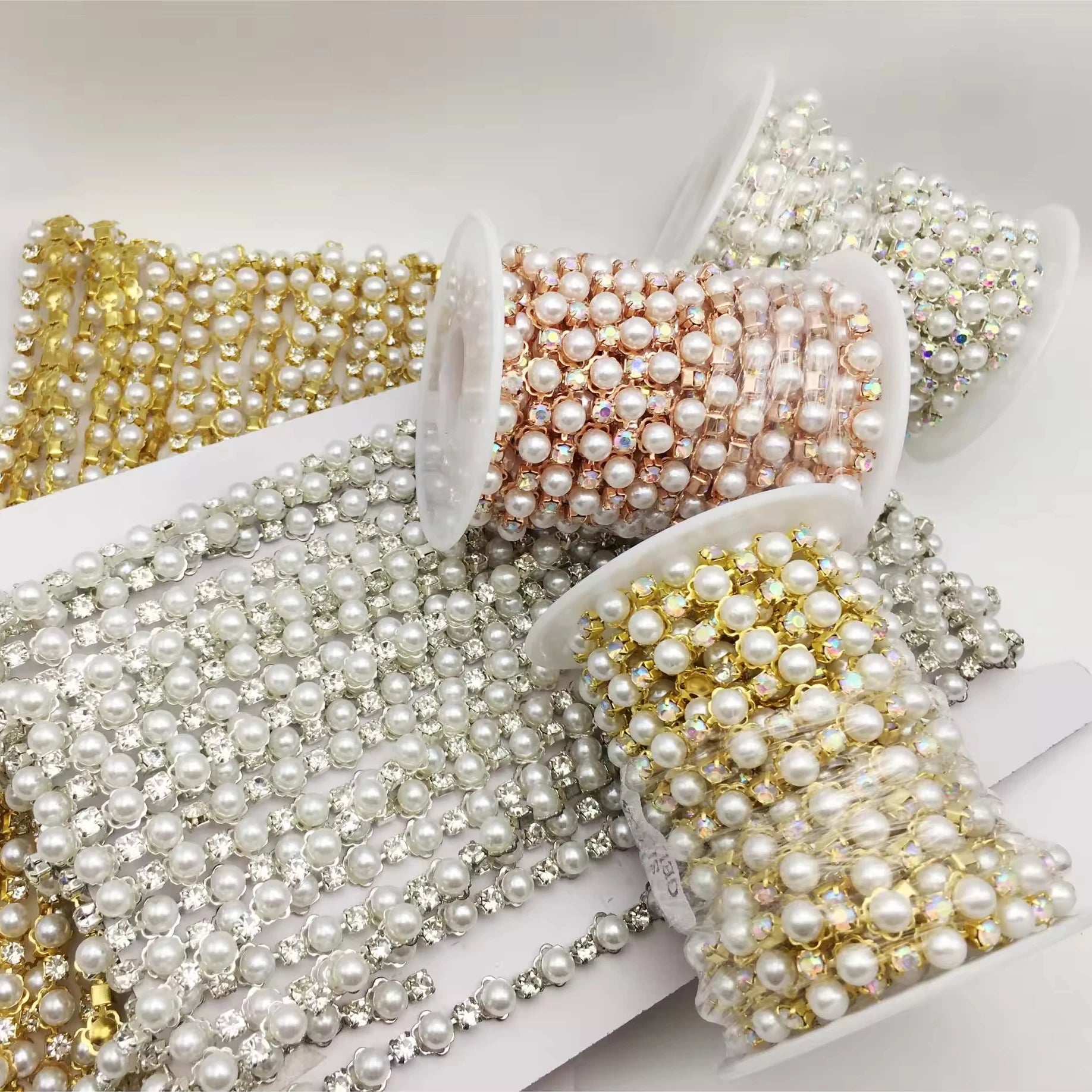 SINRONG Water Diamond Pearl Wedding Waist Chain Metal Welding Decoration Retro Flat Back Pattern Water Diamond