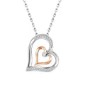 Hot Sales Wholesale New Fashion Women 925 Sterling Silver Beautiful Cz Double Tilted Heart Pendant for Gift Dainty Love Necklace