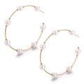 2025 New Fashion Big 7 Round Circle Pearl Hoop Earring Jewelry Women