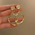 Ilona Minimalist Old Money Irregular Hoop Earring 18K Gold Plated Copper Hammered Textured Drop Studs Everyday Wear Jewelry Gift