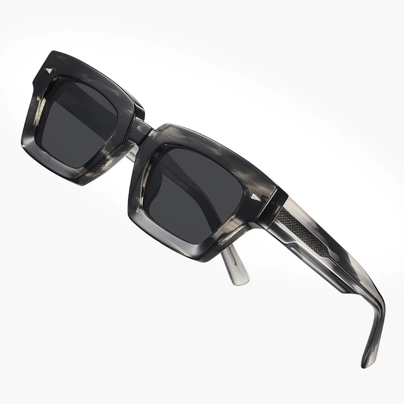DOISYER Luxury Retro Rectangle Sunglasses Customized Fashionable Thick Acetate Polarized Lenses Blue/Red for Men Women Pilot