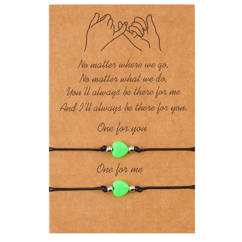 Friendship Luminous Beads Bracelet Best Friend Sister Girlfriend Matching Beaded Charm Bracelets for Couples Friends