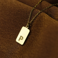 Tiny Initial Necklace Mini Bar Necklace 18K Gold Plated Dainty Tag Necklace Gift for Mother