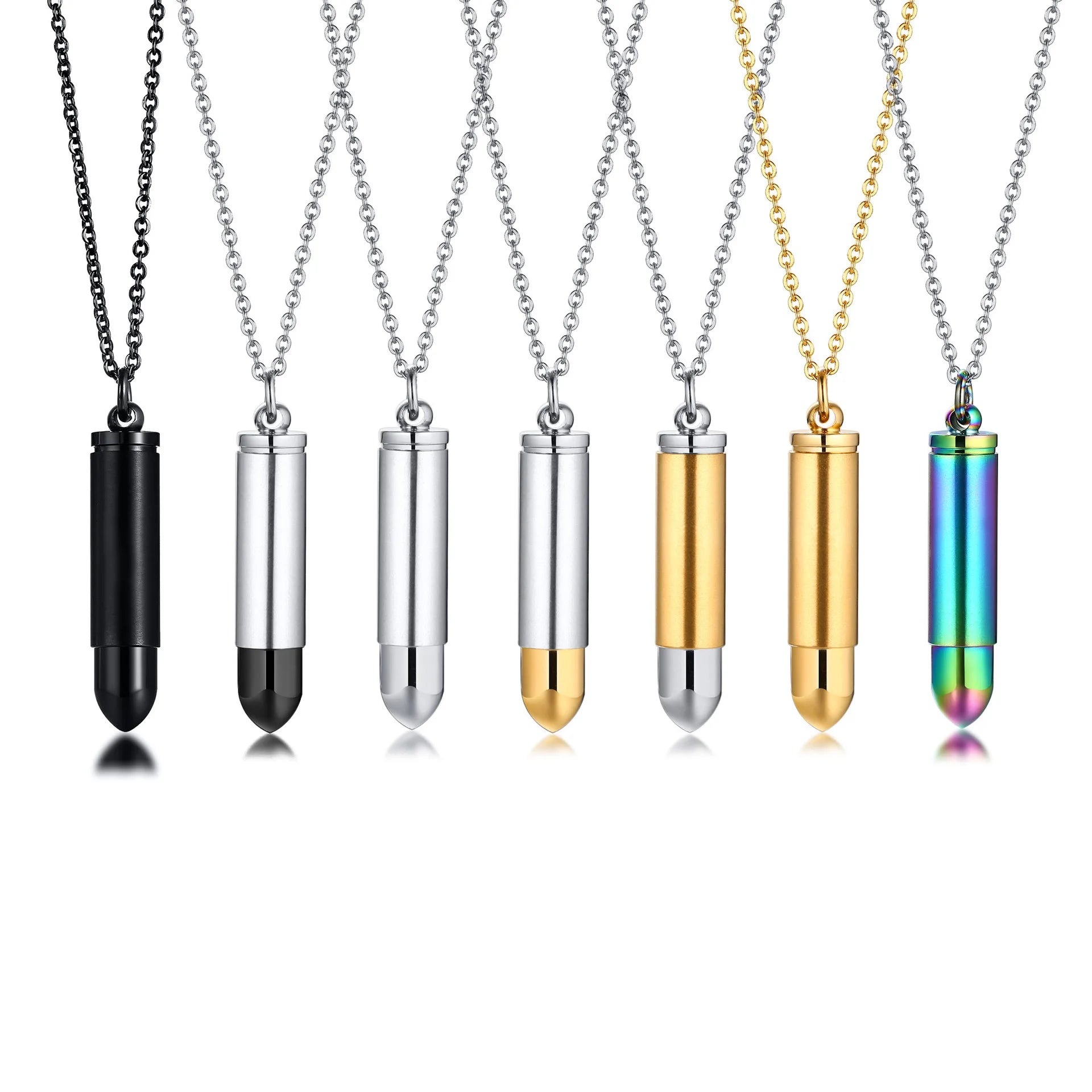 New Design Stainless Steel Men Perfume Bottle Openable Bullet Necklace for Unisex Men