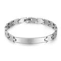 Waterproof Never Fading Tarnish Free Silver Stainless Steel Bracelets Personalized Engraved Custom Name Symbol Letter Bar Bangle