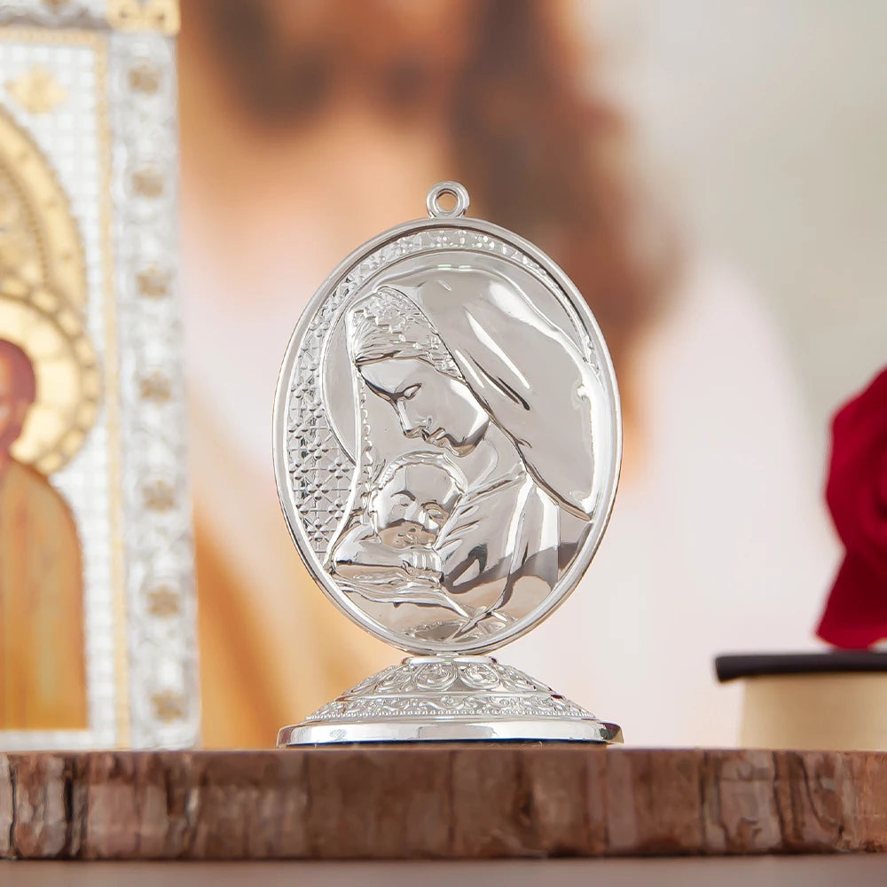 Hot Sale Silver Color Catholic Mary Statue Religion Gift for Home Decoration Prayer Church Religion Ritual Accessory