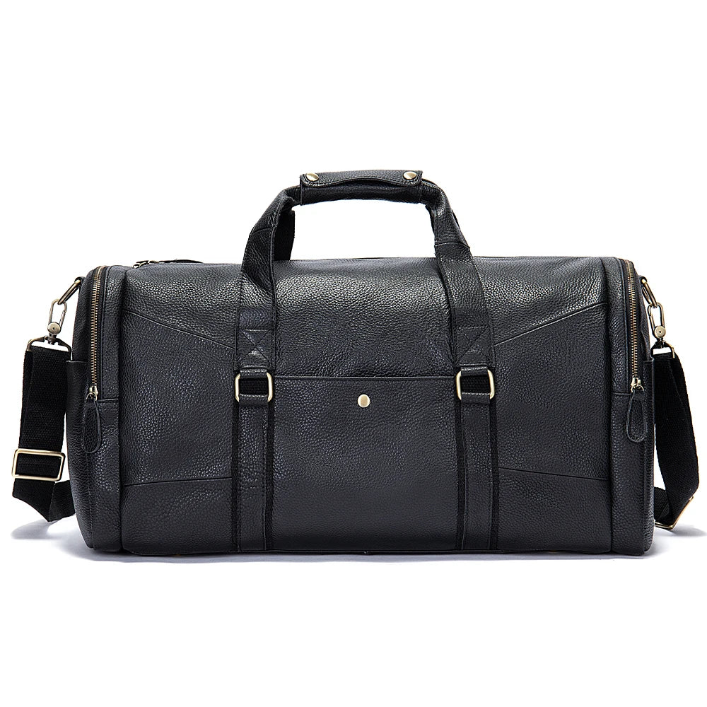 MARRANT Genuine Leather Overnight Bag Men Weekender Oversized Travel Duffel Bag Sport Gym Outdoor Men Leather Travel Duffle Bag