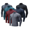 Polyester Spandex Printed Breathable Quick Dry Plus Size V-Neck Custom Logo Men's Fitness Pullover Long Sleeve Sports T-Shirt