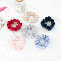 Fashion Handmade Custom logo Silk Hair Scrunchies Satin Silk Hair Ties Elastic Hair Ties for Girls