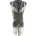 W022 Fancy Beaded Patch Applique Heavily Beaded Rhinestone and Pearl Lace Fabric for Dress