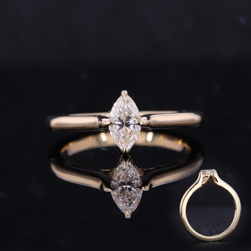 Starsgem Customized 10k 14k 18k White/yellow/rose Gold Marquise Cut Moissanite Wedding Ring