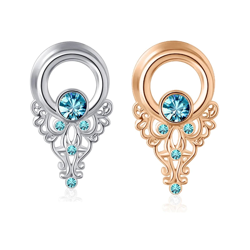 Unique Stainless Steel Woman Drop Head Ear Piercing Plugs Stretchers Body Jewelry Earring Gauges Tunnels Expanders Drop Ship
