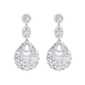Elegant White Gold Plated Cubic Zirconia Long Dangle Drop Women Brides Wedding Earrings for Banquet Party Prom Dress Accessories