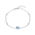 Bling Gem Bracelet 925 Sterling Silver Blue Gemstone Pink Zircon Heart Charm Bracelet Wedding Jewelry Gifts