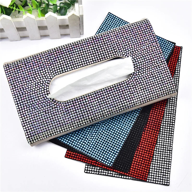 23*12.3cm Custom Crystal Rhinestone Applique Adhesive Sticker for Car Beauty Extraction Paper Box Decoration