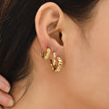 2022 Fashion Stainless Steel Plum Blossom Ear Buckle Huggie Earring Gold Plated Flower Hoop Earring