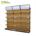 Factory Custom Metallic Heavy Duty Supermarket Shelf Grocery Shelves Wood Grain Style Display Stand
