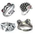 Newest Design Jewelry Silver Plated Retro Frog Rings Personality Old Animals Toad Rings for Male and Female