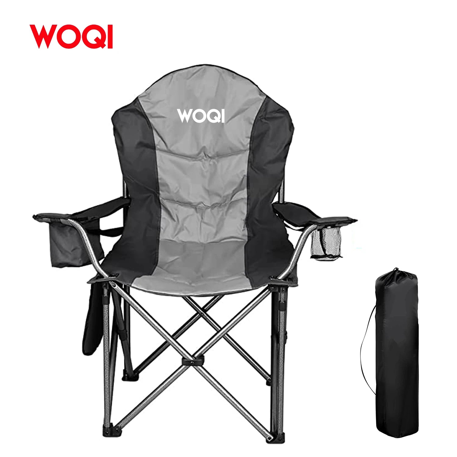 WOQI Modern Iron Foldable Camping Chair with Customized Logo Packaging for Outdoor & Garden Use