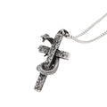 Vintage Style Jewelry Stainless Steel Coiled Snake Cross Pendant Necklace