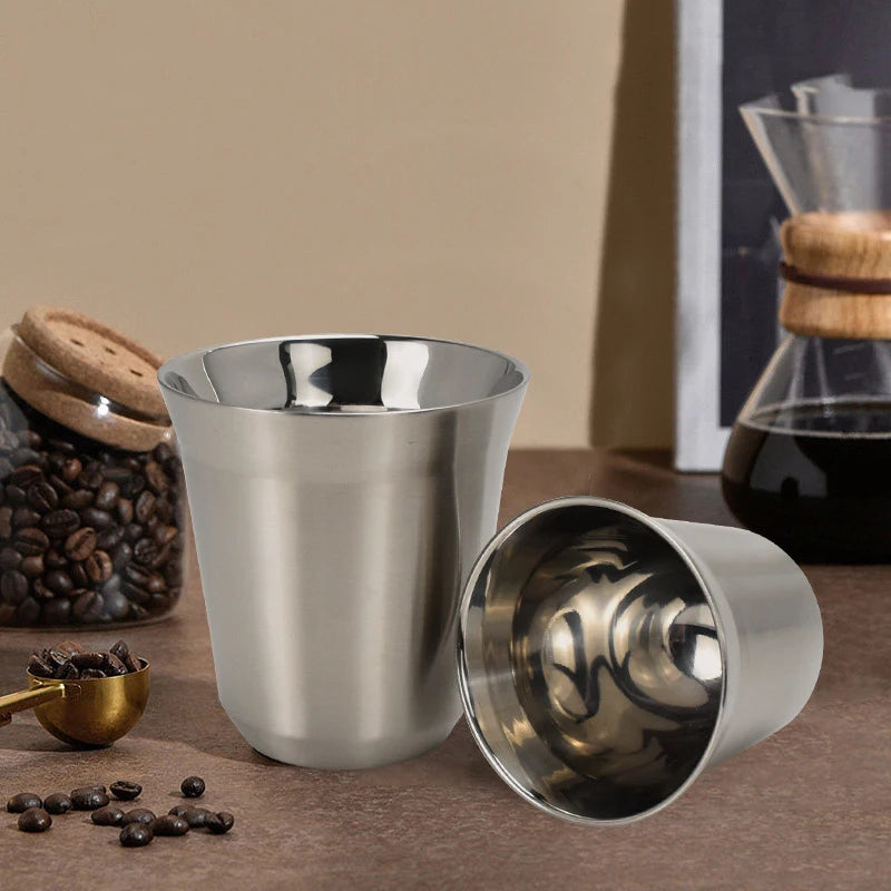 Wholesale Custom Coffee and Espresso Stainless Steel Double Wall Drop and Heat Insulation Coffee Cups and Dosing Ring