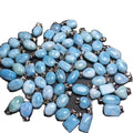 Wholesale S925 Silver Buckle Inlay Pendant Natural Sea Grain Stone Asscher Cut Sky Blue 6mm Agate Exquisite Elegant Sweet