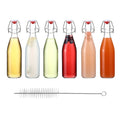 Airtight Clear Embossed Flip Screen Printed Glass Bottle for Brewing Beverages Oil Vinegar Beer Water Custom Color Soft Rubber