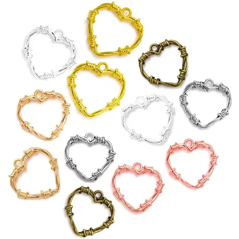 YuenZ Weaving Hollow Hearts Charms Necklace Pendant Bracelet Jewelry Making Handmade Crafts Diy Supplies 24*24mm