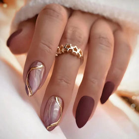 Wholesale Luxury Long Press on Nails 24 Piece False Artificial Full Cover Fingernail Acrylic ABS Private Label Fake Nails Glue